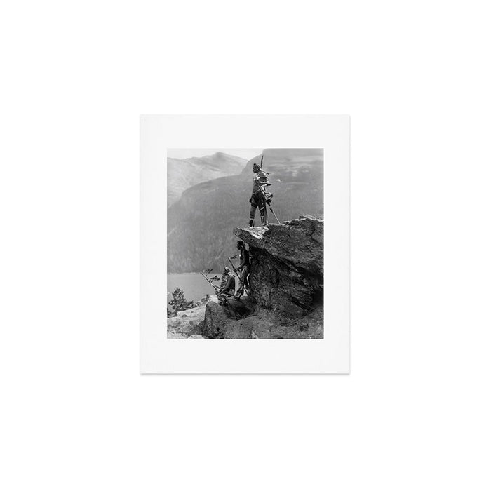 Eagle's Lookout, Blackfoot tribe members, Glacier Park, Montana, 1913 black and white photography Art Print Gallery Image 1