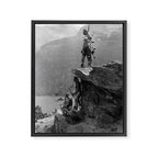 Eagle's Lookout, Blackfoot tribe members, Glacier Park, Montana, 1913 black and white photography Framed Canvas Print Gallery Image 8