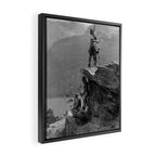 Eagle's Lookout, Blackfoot tribe members, Glacier Park, Montana, 1913 black and white photography Framed Canvas Print Gallery Image 2