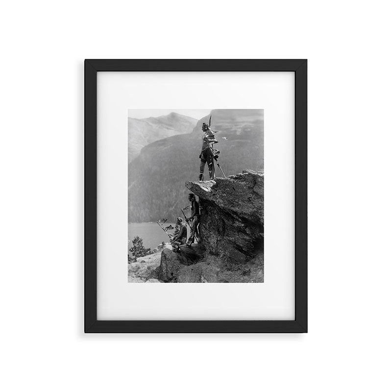 Eagle's Lookout, Blackfoot tribe members, Glacier Park, Montana, 1913 black and white photography Framed Art Print Gallery Image 4