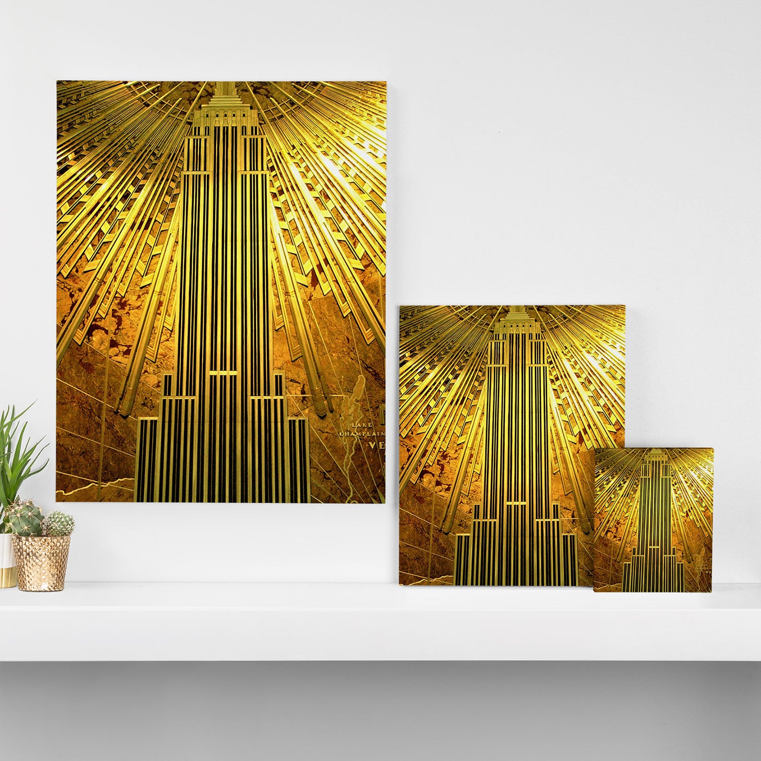 Empire State Building Lobby Art-Deco Sunburst Portrait Canvas Print Gallery Image 3