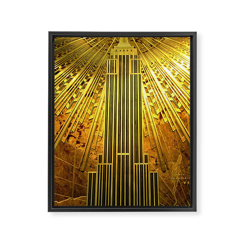Empire State Building Lobby Art-Deco Sunburst Portrait Framed Canvas Print Gallery Image 8