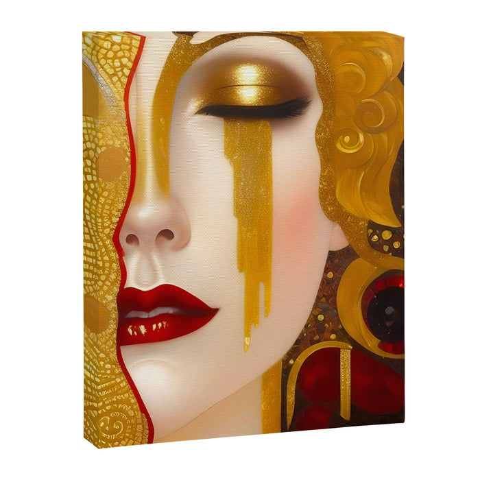 Freya's Tears - Starry Night (Golden Tears) portrait painting by Gustav Klimt Canvas Print Gallery Image 1