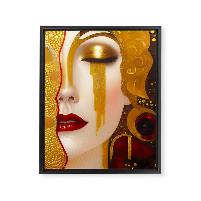 Freya's Tears - Starry Night (Golden Tears) portrait painting by Gustav Klimt Framed Canvas Print Gallery Image 1