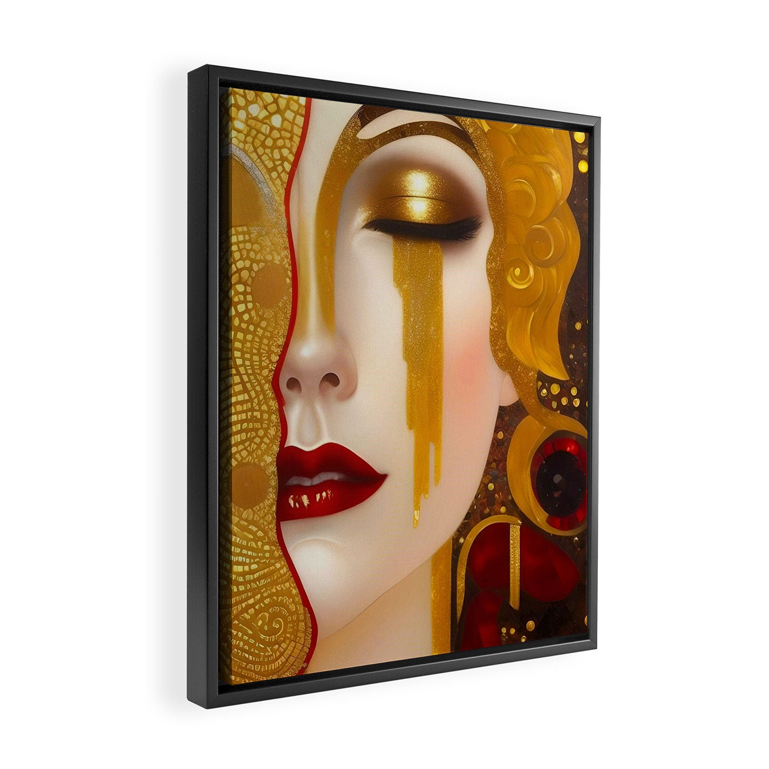 Freya's Tears - Starry Night (Golden Tears) portrait painting by Gustav Klimt Framed Canvas Print Gallery Image 2