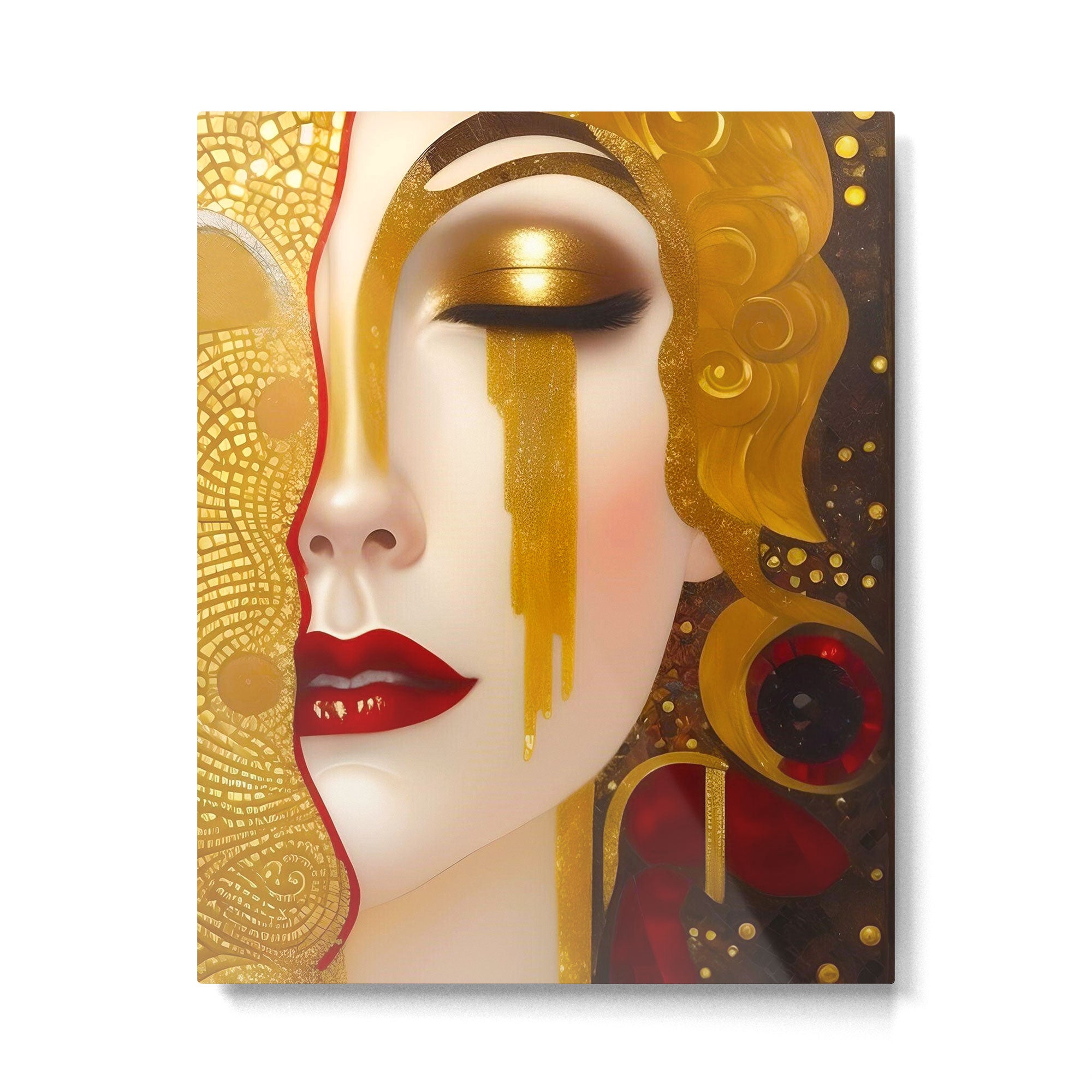 Freya's Tears - Starry Night (Golden Tears) portrait painting by Gustav Klimt Metal Print Gallery Image 4