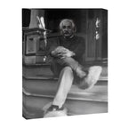 Funny Einstein in Fuzzy Slippers Classic Black and White Satirical Photography - Photographs Canvas Print Gallery Image 8