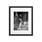 Funny Einstein in Fuzzy Slippers Classic Black and White Satirical Photography - Photographs Framed Art Print Gallery Image 4