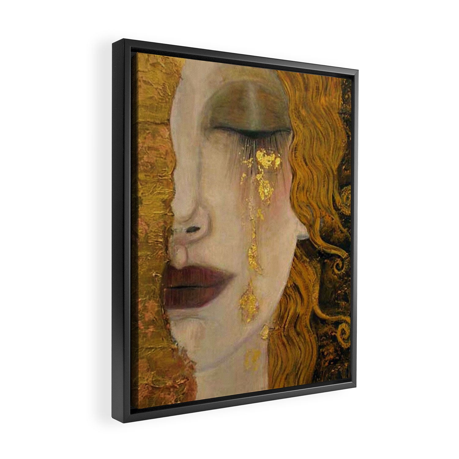 Golden Tears (Freya's Heartache) portrait painting by Gustav Klimt Framed Canvas Print Gallery Image 2