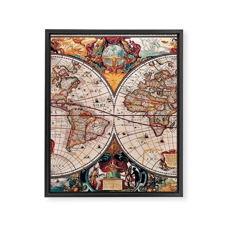 Gorgeous Old World Geographical Map Framed Canvas Print Gallery Image 6