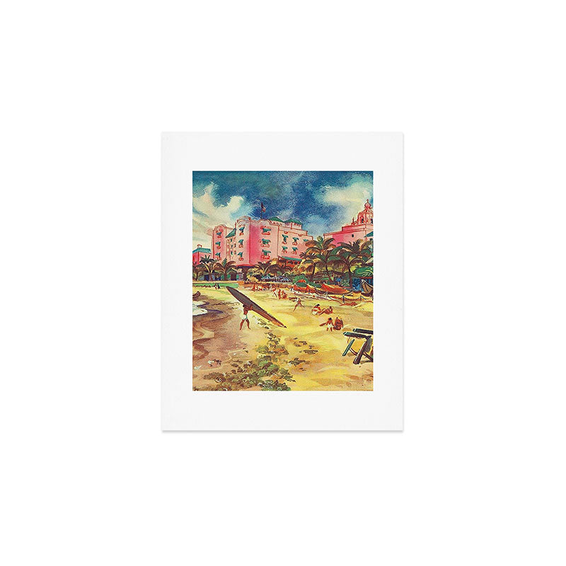 Hawaii's Famous Waikiki Beach landscape painting Art Print Gallery Image 1