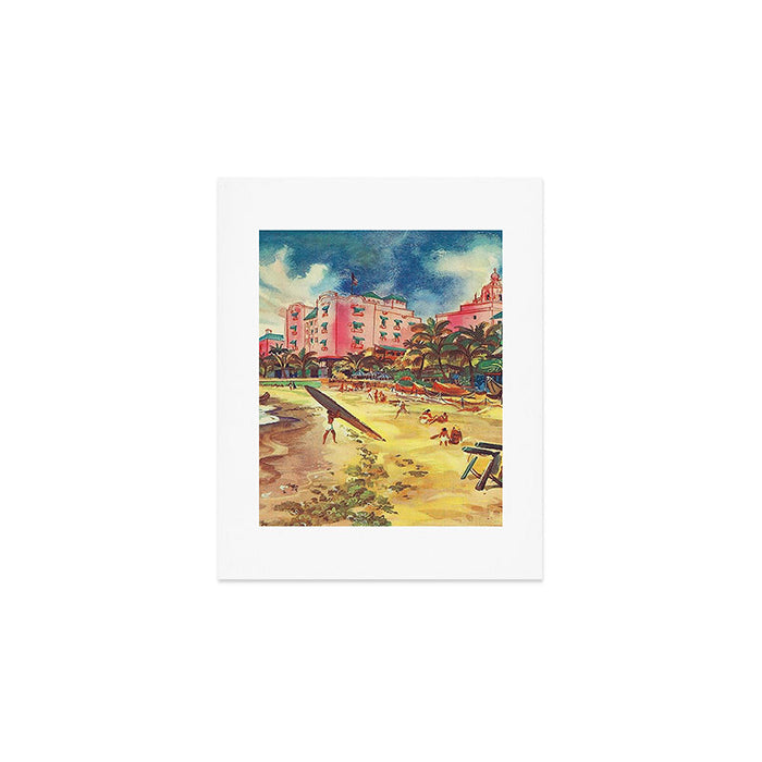 Hawaii's Famous Waikiki Beach landscape painting Art Print Gallery Image 1