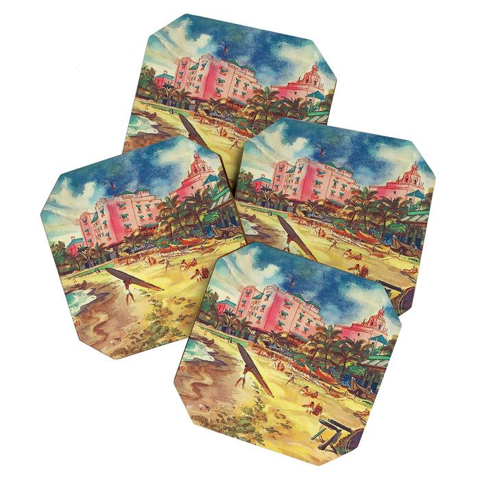 Hawaii's Famous Waikiki Beach landscape painting Coaster Gallery Image 1