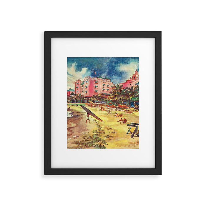 Hawaii's Famous Waikiki Beach landscape painting Framed Art Print Gallery Image 1