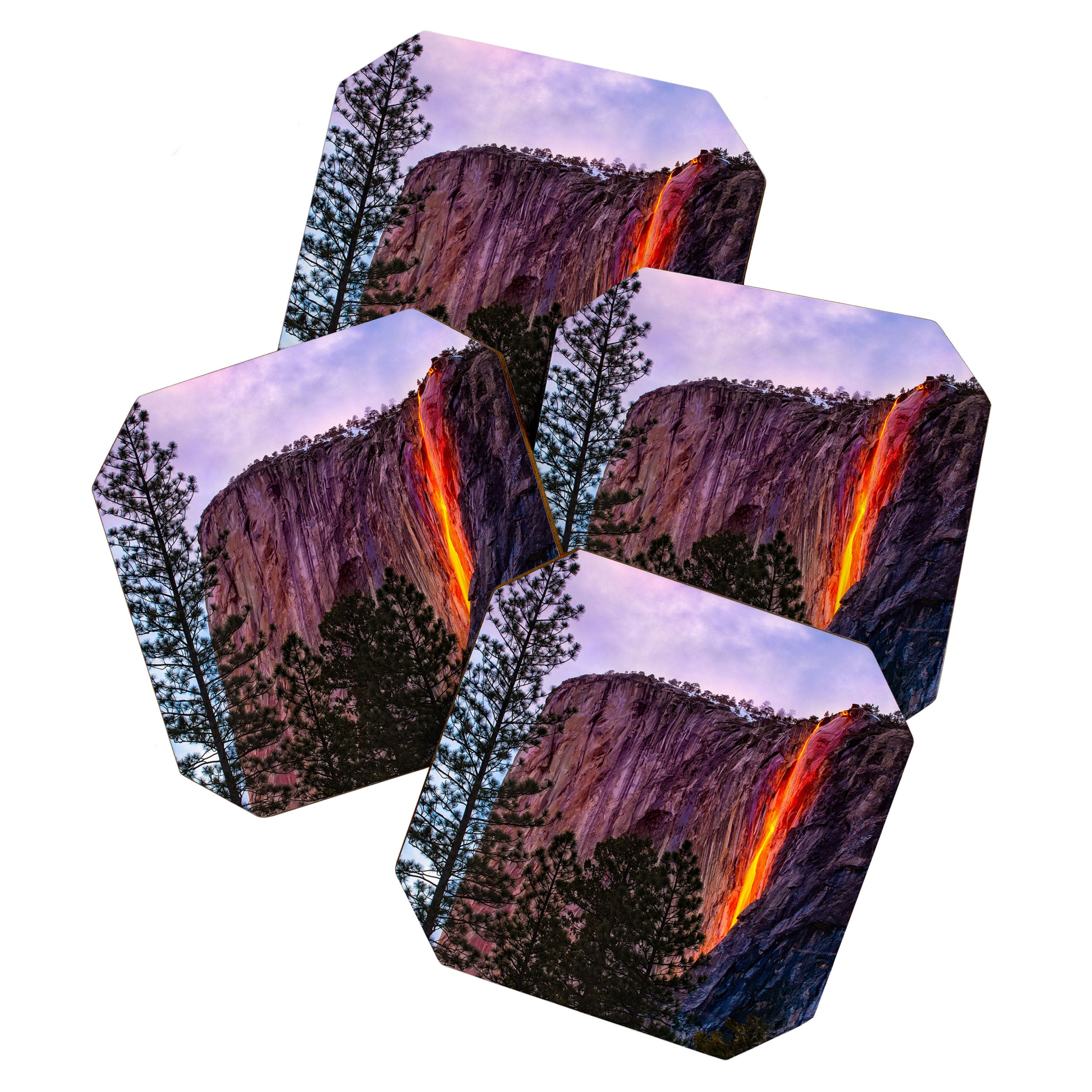Magical Firefall - golden sunlight, on Horsetail Falls in Yosemite National Park photograph print Coaster Gallery Image 1