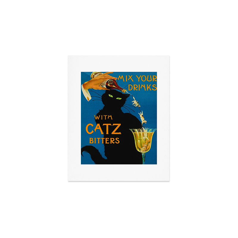 Mix Your Drinks with Catz (Cats) Bitters Aperitif Liquor Vintage Advertising Poster Art Print Gallery Image 1