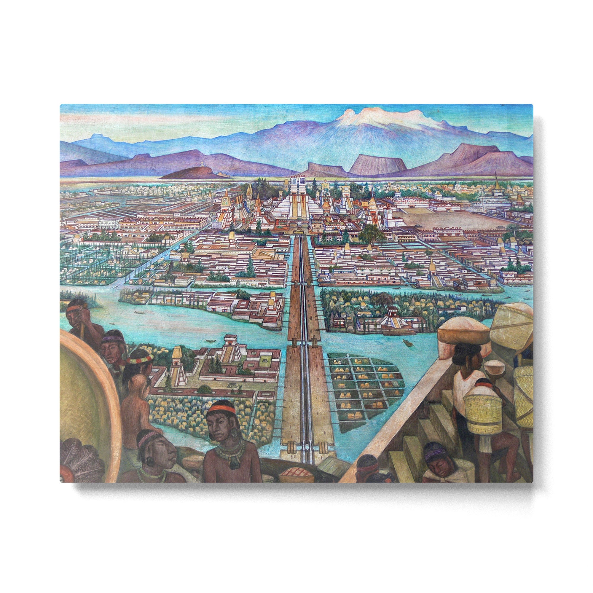 Mural of the Aztec city of Tenochtitlan by Diego Rivera Metal Print Gallery Image 6