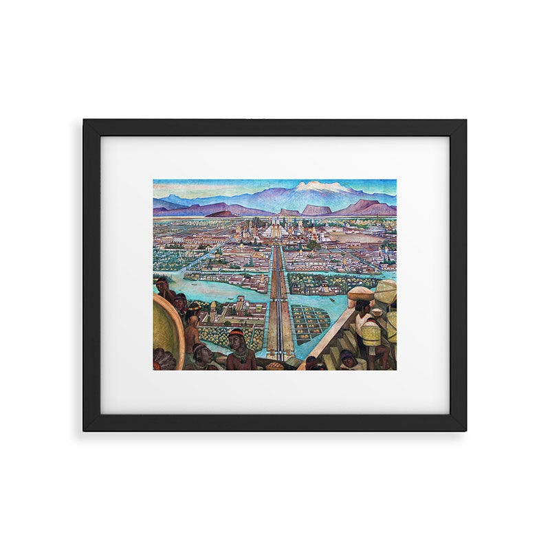 Mural of the Aztec city of Tenochtitlan by Diego Rivera Framed Art Print Gallery Image 4