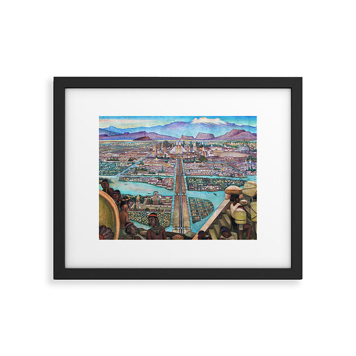 Mural of the Aztec city of Tenochtitlan by Diego Rivera Framed Art Print Gallery Image 1