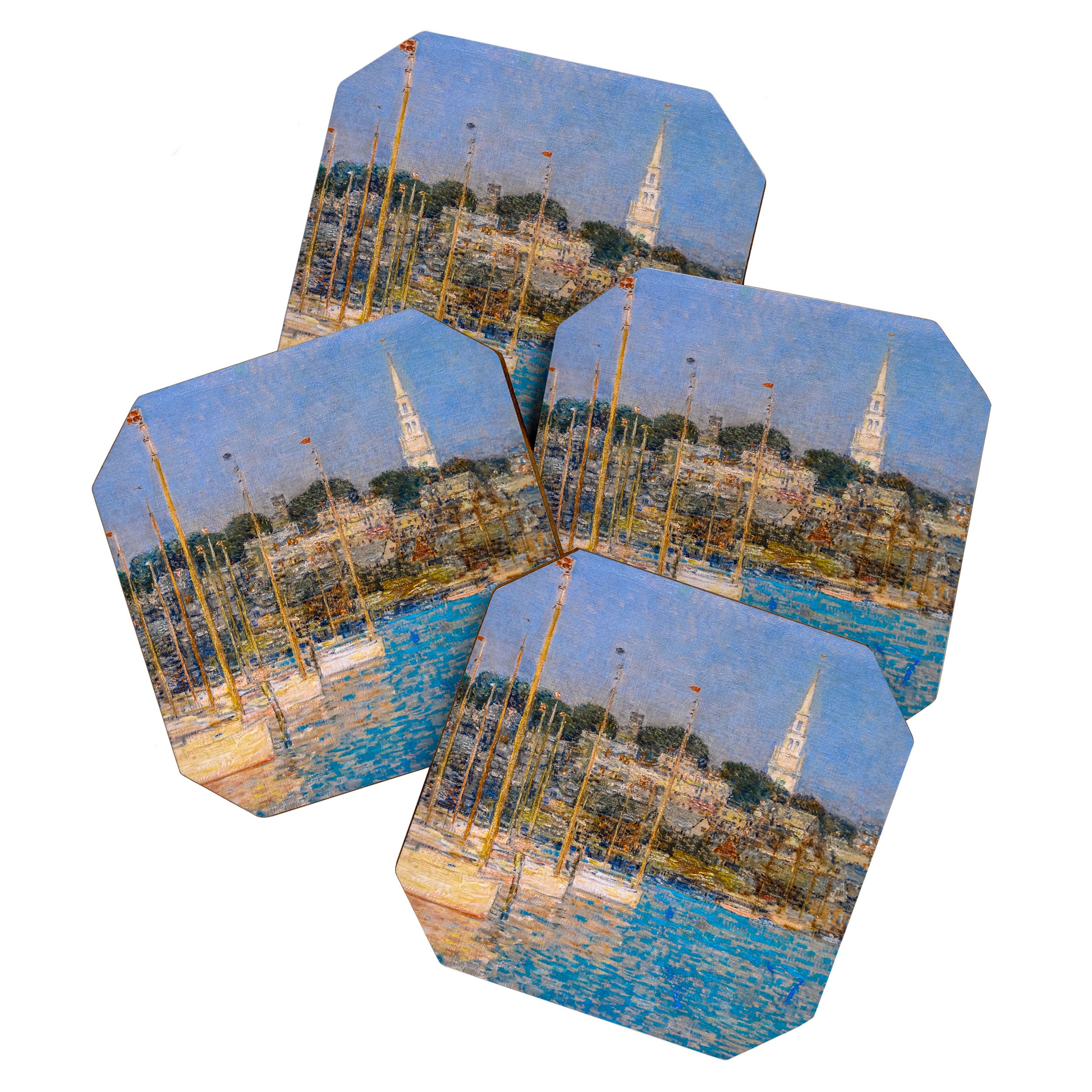 Newport Harbor, Newport, Rhode Island - Cat Boats by Frederick Childe Hassam Coaster Gallery Image 1