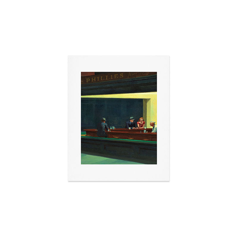 NIGHTHAWKS downtown diner late at night iconic cityscape oil on canvas painting by Edward Hopper Art Print Gallery Image 1