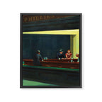 NIGHTHAWKS downtown diner late at night iconic cityscape oil on canvas painting by Edward Hopper Framed Canvas Print Gallery Image 6