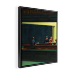 NIGHTHAWKS downtown diner late at night iconic cityscape oil on canvas painting by Edward Hopper Framed Canvas Print Gallery Image 2
