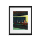 NIGHTHAWKS downtown diner late at night iconic cityscape oil on canvas painting by Edward Hopper Framed Art Print Gallery Image 5