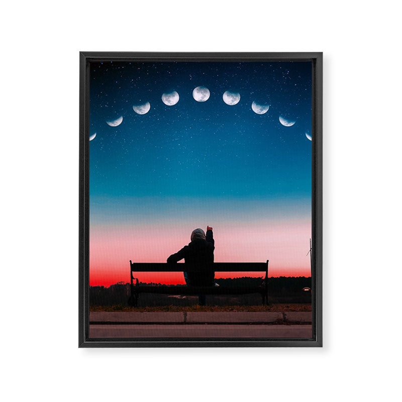 Phases of the moon color time-lapse photography - photographic art print Framed Canvas Print Gallery Image 8