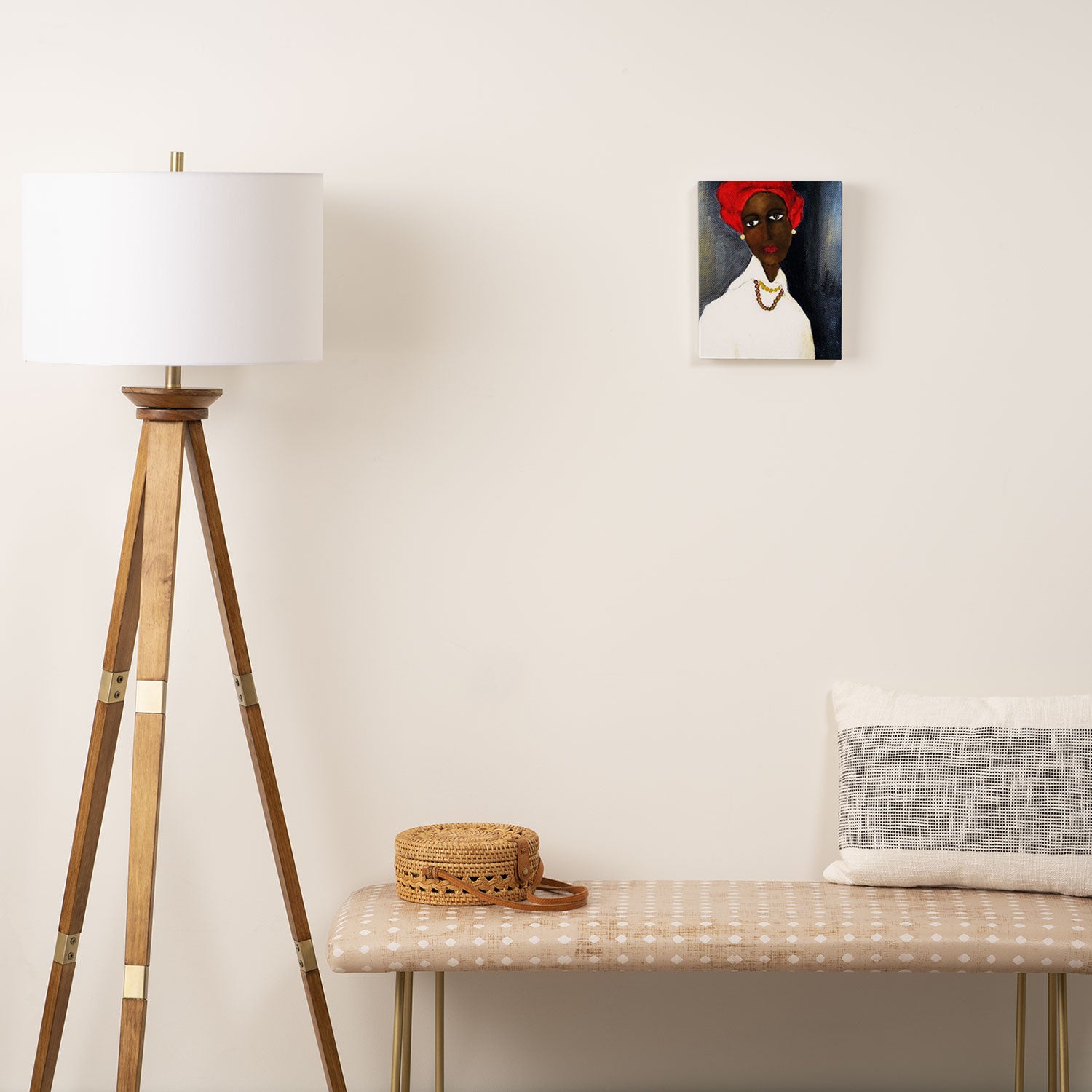 Rare African American Portrait of Aicha Goblet in a Red Hat by Amedeo Modigliani Canvas Print Gallery Image 2