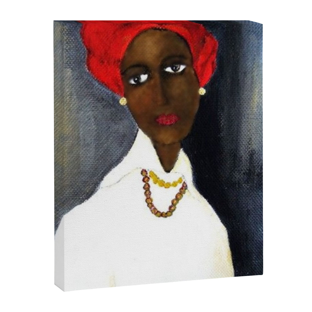 Rare African American Portrait of Aicha Goblet in a Red Hat by Amedeo Modigliani Canvas Print Gallery Image 8