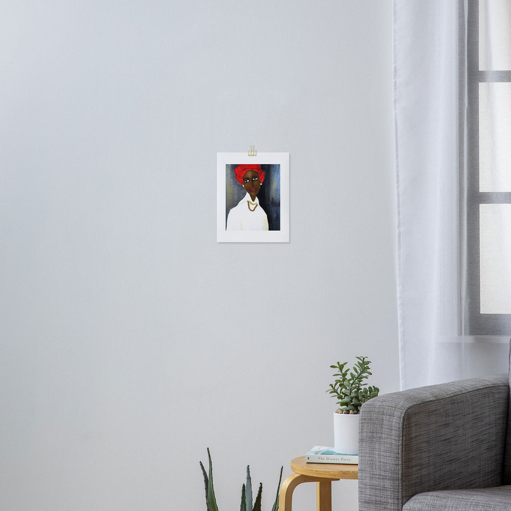 Rare African American Portrait of Aicha Goblet in a Red Hat by Amedeo Modigliani Art Print Gallery Image 3