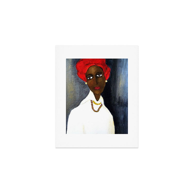 Rare African American Portrait of Aicha Goblet in a Red Hat by Amedeo Modigliani Art Print Gallery Image 1