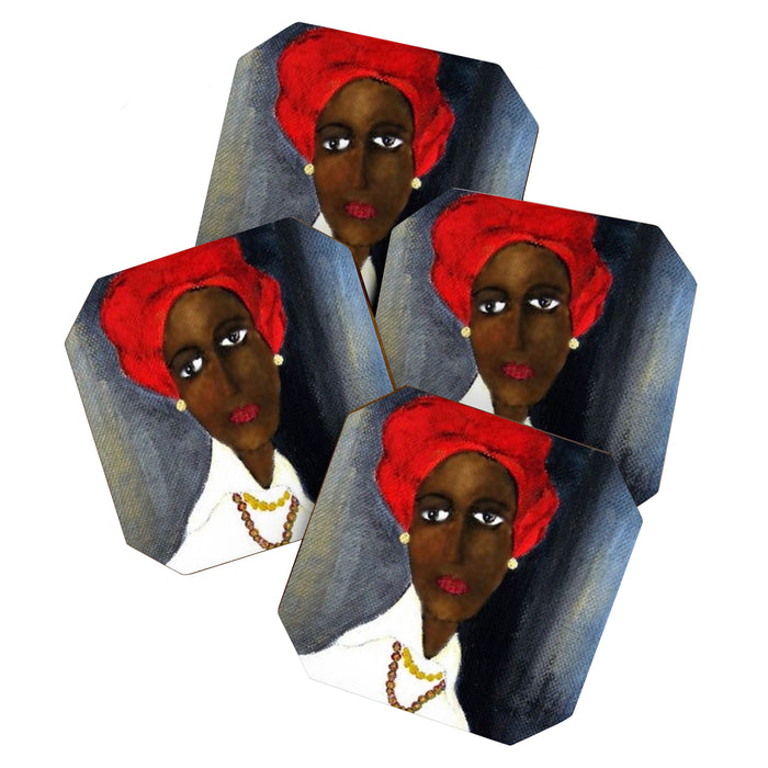Rare African American Portrait of Aicha Goblet in a Red Hat by Amedeo Modigliani Coaster Gallery Image 1