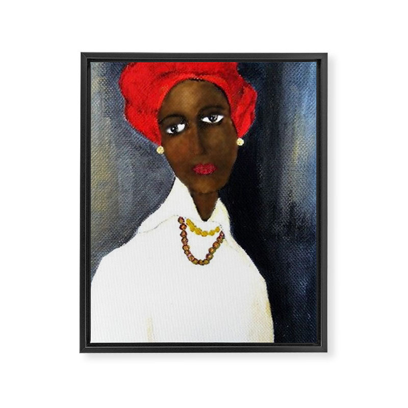 Rare African American Portrait of Aicha Goblet in a Red Hat by Amedeo Modigliani Framed Canvas Print Gallery Image 8