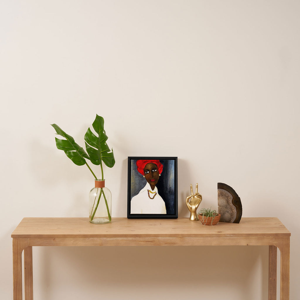 Rare African American Portrait of Aicha Goblet in a Red Hat by Amedeo Modigliani Framed Canvas Print Gallery Image 4