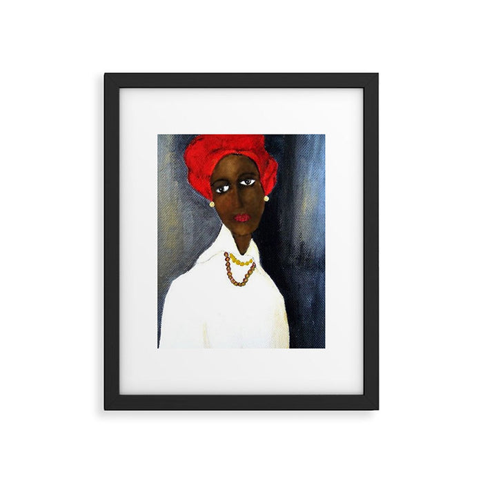 Rare African American Portrait of Aicha Goblet in a Red Hat by Amedeo Modigliani Framed Art Print Gallery Image 1