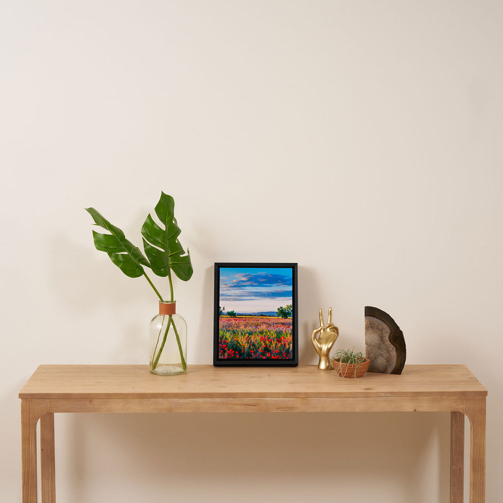 Red poppy field floral blossom landscape color photograph Framed Canvas Print Gallery Image 4