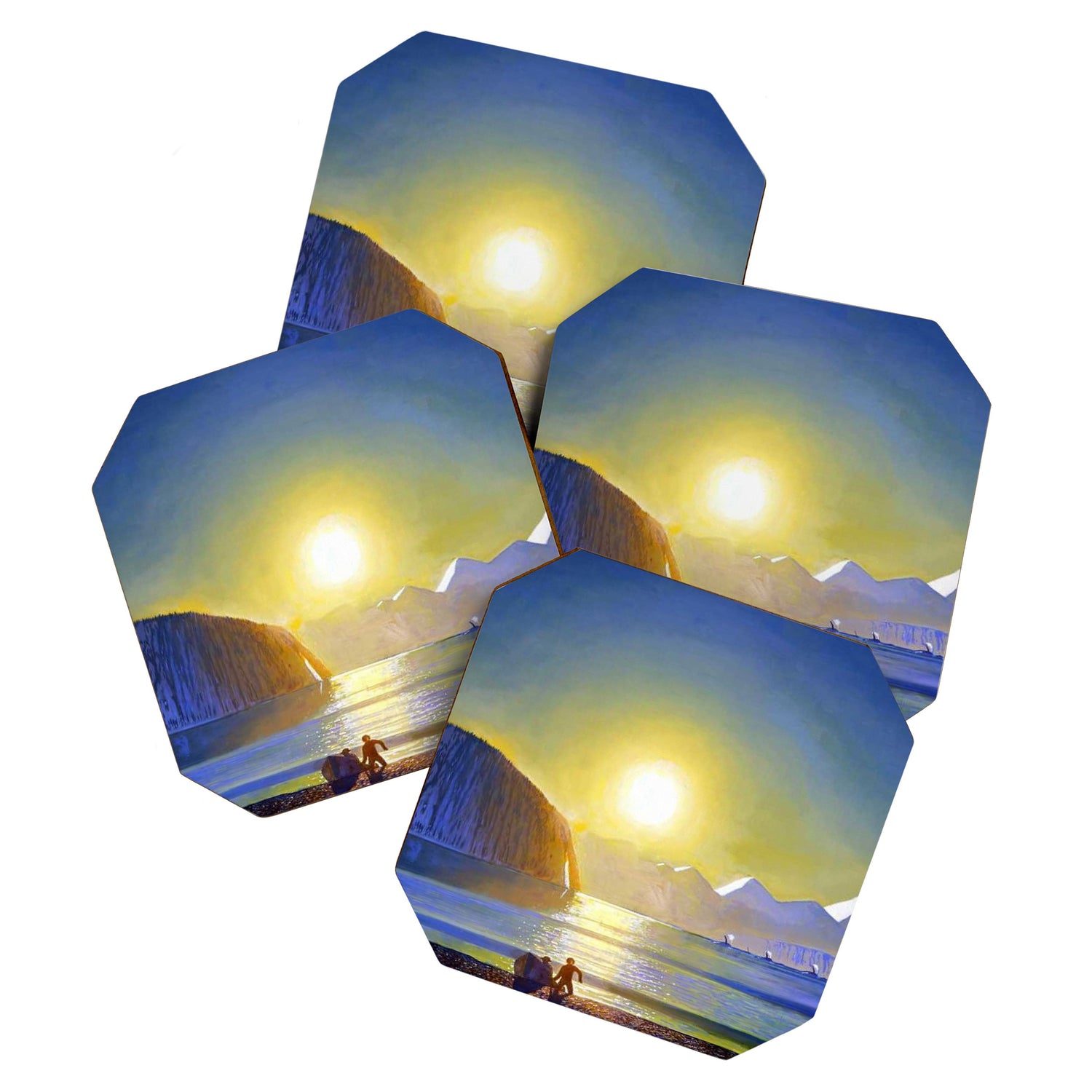 Resurrection Bay, Alaska, Midnight Sun Mountain landscape by Rockwell Kent Coaster Gallery Image 1