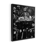 Six Skeletons Smoking vintage black and white photograph / photography poster Framed Canvas Print Gallery Image 2