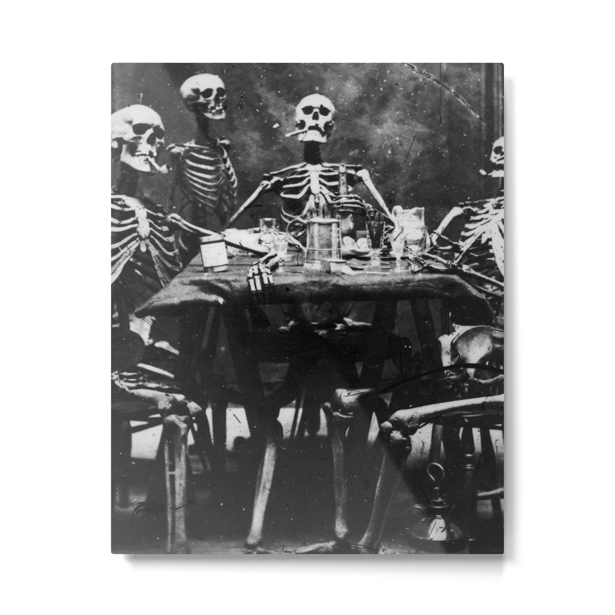 Six Skeletons Smoking vintage black and white photograph / photography poster Metal Print Gallery Image 6