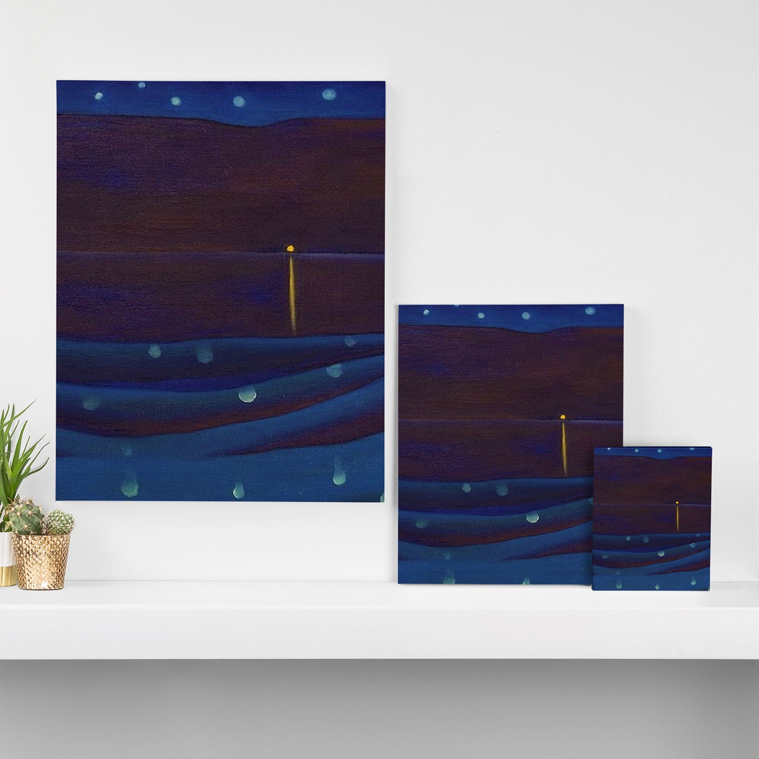 Starlight Night, Lake George, New York landscape painting by Georgia O'Keeffe Canvas Print Gallery Image 3
