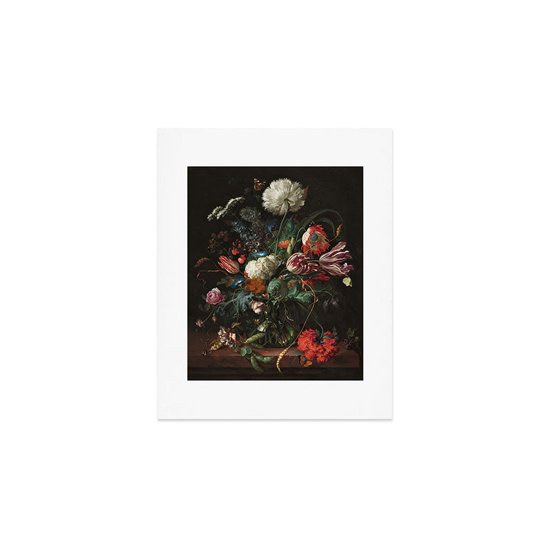 Still Life Parrot Tulips, Peonies, Hibiscus, Hydranga, Periwinkle Flowers in Vase by Jan de Heem Art Print Gallery Image 1