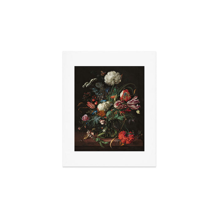 Still Life Parrot Tulips, Peonies, Hibiscus, Hydranga, Periwinkle Flowers in Vase by Jan de Heem Art Print Gallery Image 1