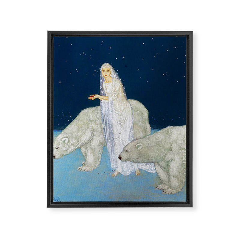 The Bride and the Polar Bears, The Ice Maiden fairy tale portrait painting by Edmund Dulac   Framed Canvas Print Gallery Image 8
