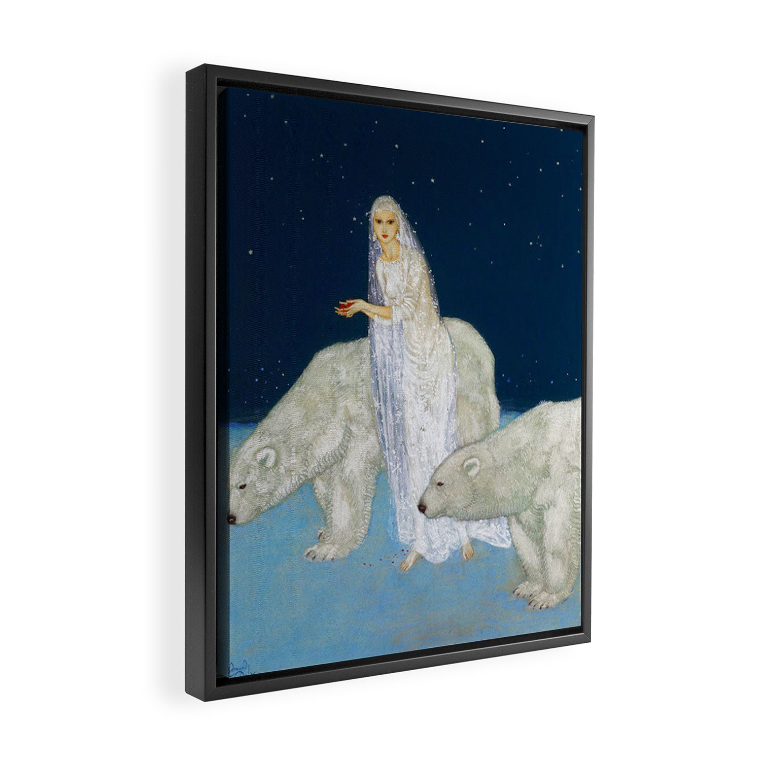 The Bride and the Polar Bears, The Ice Maiden fairy tale portrait painting by Edmund Dulac   Framed Canvas Print Gallery Image 2