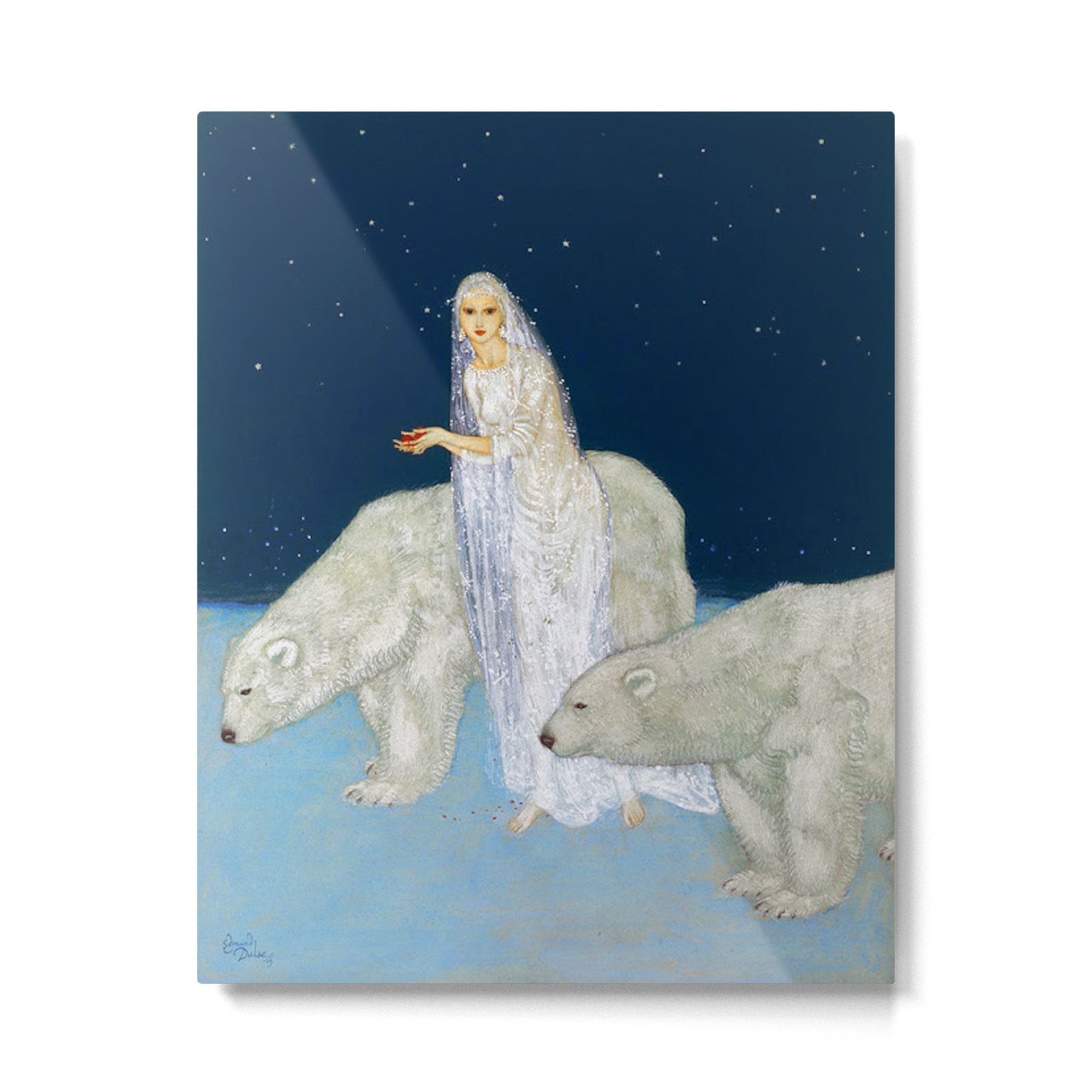 The Bride and the Polar Bears, The Ice Maiden fairy tale portrait painting by Edmund Dulac   Metal Print Gallery Image 6