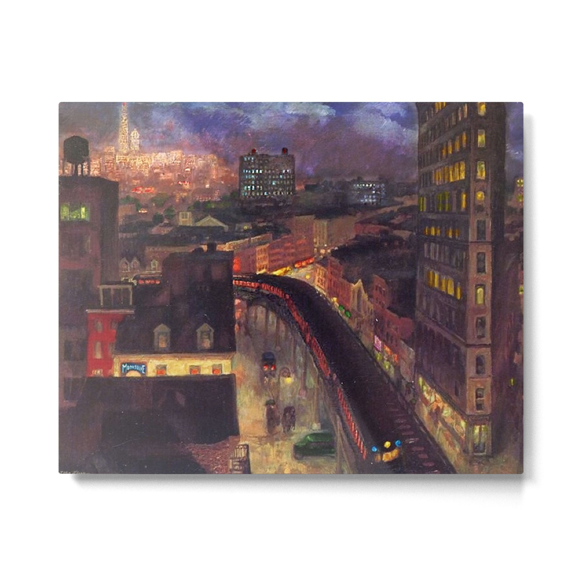 'The City from Greenwich Village' New York City subway cityscape by John French Sloan Metal Print Gallery Image 6