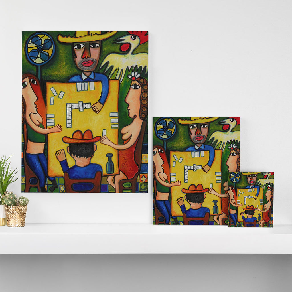 The Domino Players (Juego de Domino), Plaza Dolores, Santiago de Cuba, oil on canvas, by Jose Rodriguez Fuster Canvas Print Gallery Image 3