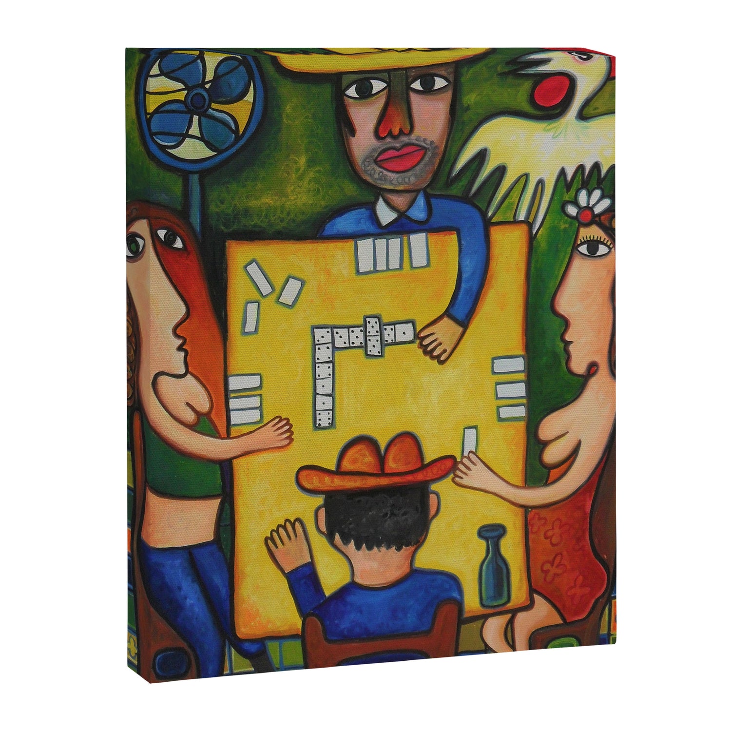 The Domino Players (Juego de Domino), Plaza Dolores, Santiago de Cuba, oil on canvas, by Jose Rodriguez Fuster Canvas Print Gallery Image 3